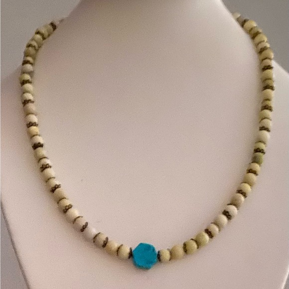 NEW Turquoise & Serpentine crystal necklace (TURQ) - Picture 1 of 5
